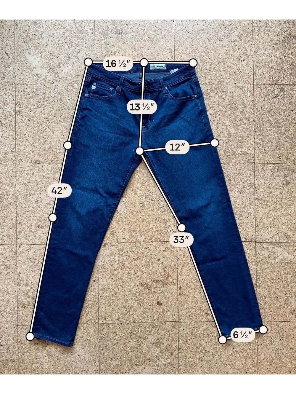 AG Tellis Modern Slim Jeans Men's 33x33 Medium Blue Wash Stretch Denim Tapered